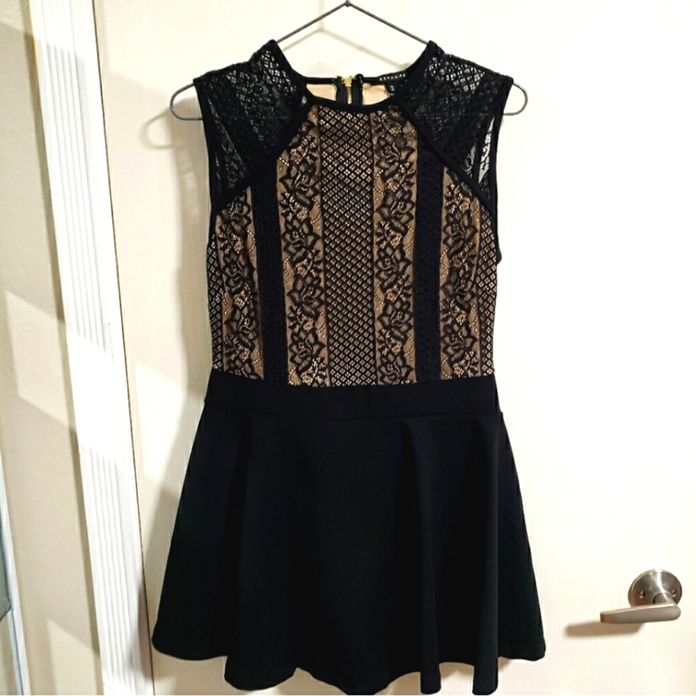 REVAMPED Fit & Flare Mini Skater Romper/Dress with Skort & Sleeveless Lace Top